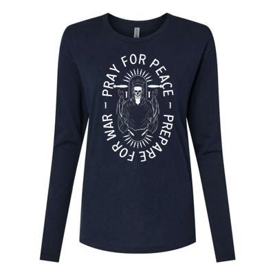 Pray For Peace Prepare For War Womens Cotton Relaxed Long Sleeve T-Shirt