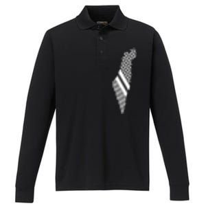 Palestine Free Palestine Free Gaza Palestine Flag Arabic Performance Long Sleeve Polo