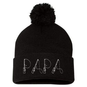 Papa Fishing Pom Pom 12in Knit Beanie