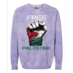 Palestine Free Palestine In Arabic Free Gaza Palestine Flag Design Colorblast Crewneck Sweatshirt