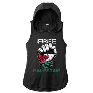 Palestine Free Palestine In Arabic Free Gaza Palestine Flag Design Ladies PosiCharge Tri-Blend Wicking Draft Hoodie Tank