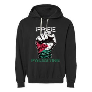 Palestine Free Palestine In Arabic Free Gaza Palestine Flag Design Garment-Dyed Fleece Hoodie