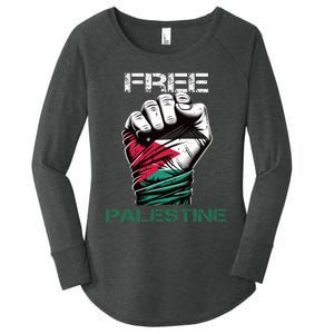 Palestine Free Palestine In Arabic Free Gaza Palestine Flag Design Women's Perfect Tri Tunic Long Sleeve Shirt