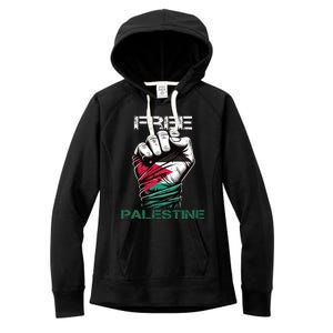 Palestine Free Palestine In Arabic Free Gaza Palestine Flag Design Women's Fleece Hoodie