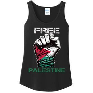 Palestine Free Palestine In Arabic Free Gaza Palestine Flag Design Ladies Essential Tank