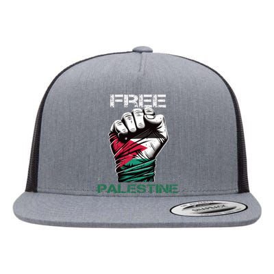 Palestine Free Palestine In Arabic Free Gaza Palestine Flag Design Flat Bill Trucker Hat