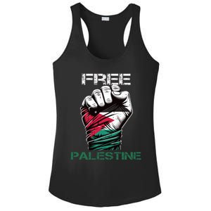 Palestine Free Palestine In Arabic Free Gaza Palestine Flag Design Ladies PosiCharge Competitor Racerback Tank