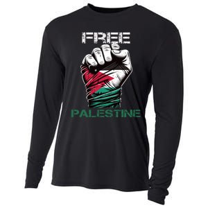 Palestine Free Palestine In Arabic Free Gaza Palestine Flag Design Cooling Performance Long Sleeve Crew