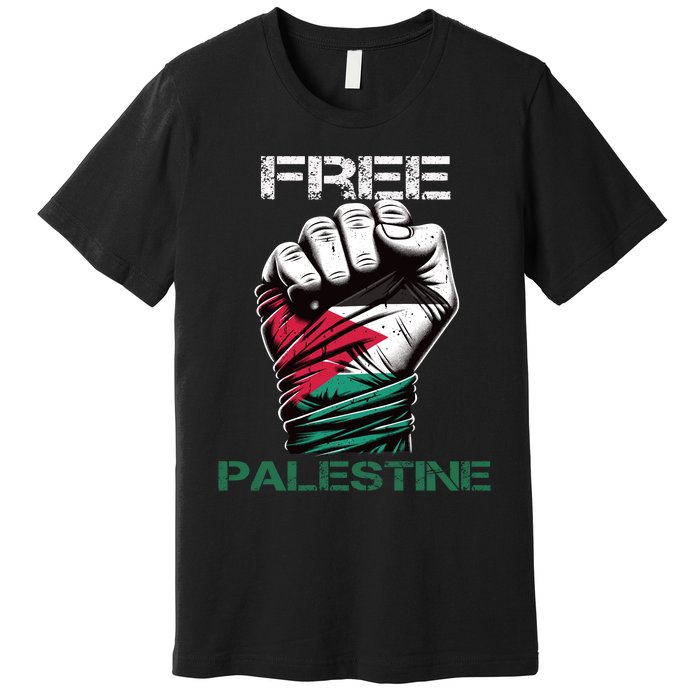 Palestine Free Palestine In Arabic Free Gaza Palestine Flag Design Premium T-Shirt