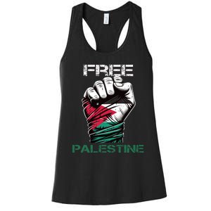 Palestine Free Palestine In Arabic Free Gaza Palestine Flag Design Women's Racerback Tank