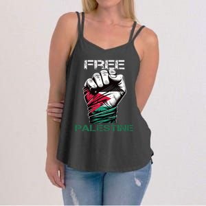 Palestine Free Palestine In Arabic Free Gaza Palestine Flag Design Women's Strappy Tank