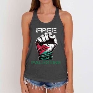 Palestine Free Palestine In Arabic Free Gaza Palestine Flag Design Women's Knotted Racerback Tank