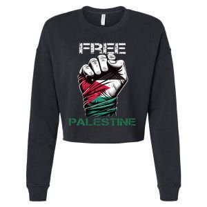 Palestine Free Palestine In Arabic Free Gaza Palestine Flag Design Cropped Pullover Crew