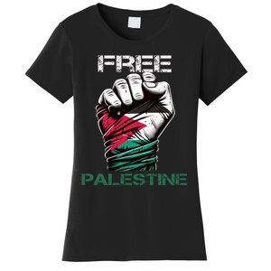 Palestine Free Palestine In Arabic Free Gaza Palestine Flag Design Women's T-Shirt