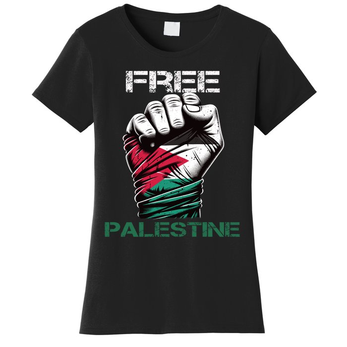 Palestine Free Palestine In Arabic Free Gaza Palestine Flag Design Women's T-Shirt