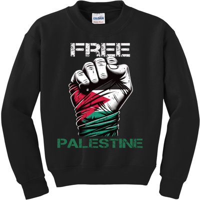 Palestine Free Palestine In Arabic Free Gaza Palestine Flag Design Kids Sweatshirt