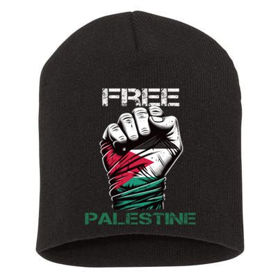 Palestine Free Palestine In Arabic Free Gaza Palestine Flag Design Short Acrylic Beanie