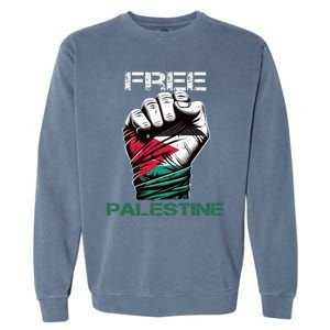 Palestine Free Palestine In Arabic Free Gaza Palestine Flag Design Garment-Dyed Sweatshirt