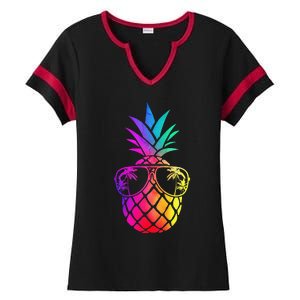 Pineapple Funny Pineapple Hawaii Summer Pineapple Ladies Halftime Notch Neck Tee