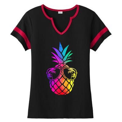 Pineapple Funny Pineapple Hawaii Summer Pineapple Ladies Halftime Notch Neck Tee