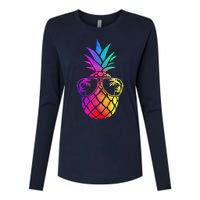 Pineapple Funny Pineapple Hawaii Summer Pineapple Womens Cotton Relaxed Long Sleeve T-Shirt