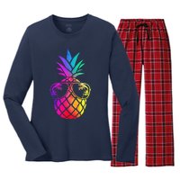 Pineapple Funny Pineapple Hawaii Summer Pineapple Women's Long Sleeve Flannel Pajama Set 