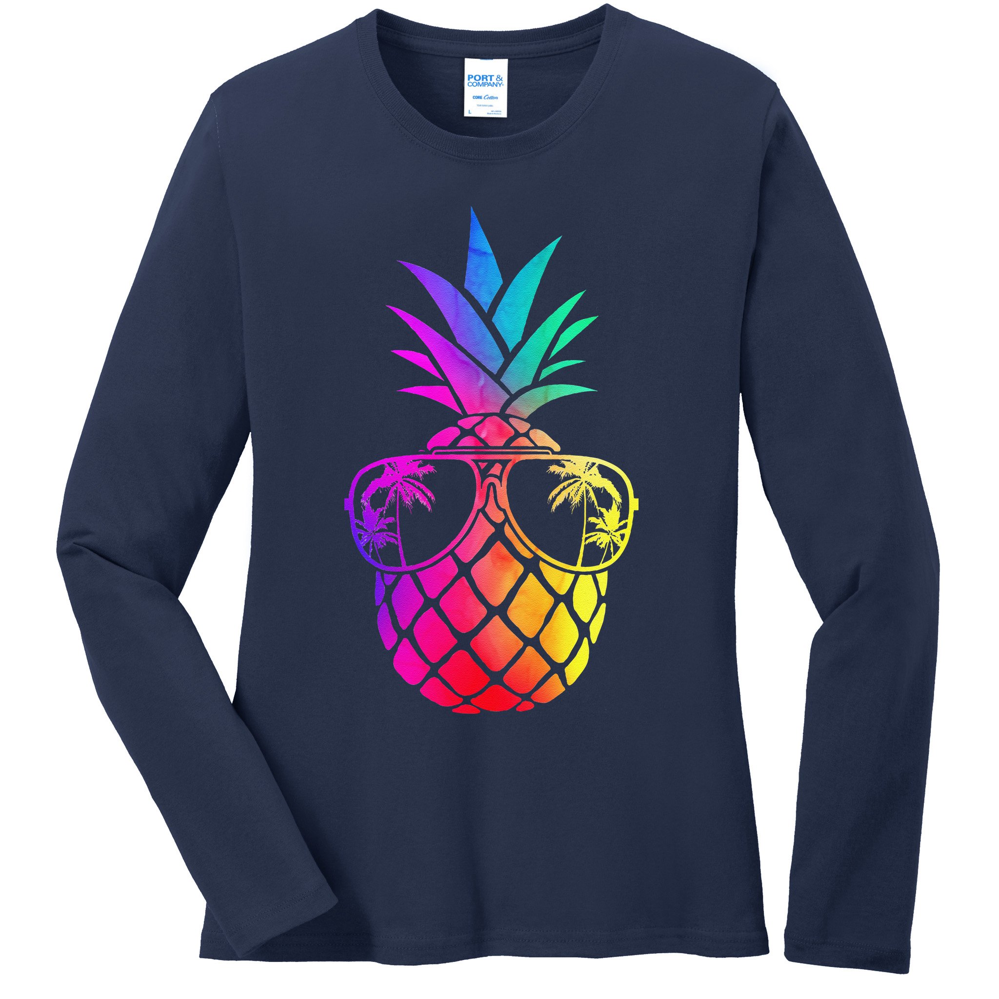 Pineapple Funny Pineapple Hawaii Summer Pineapple Ladies Long Sleeve Shirt