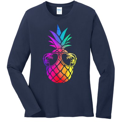 Pineapple Funny Pineapple Hawaii Summer Pineapple Ladies Long Sleeve Shirt