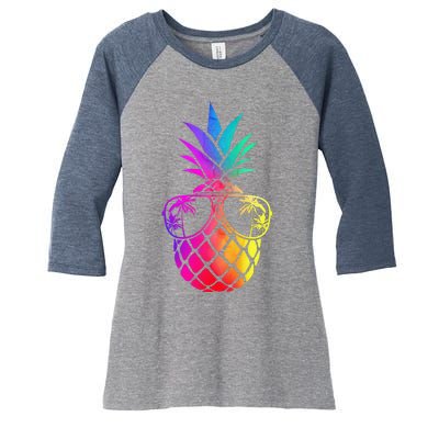 Pineapple Funny Pineapple Hawaii Summer Pineapple Women's Tri-Blend 3/4-Sleeve Raglan Shirt