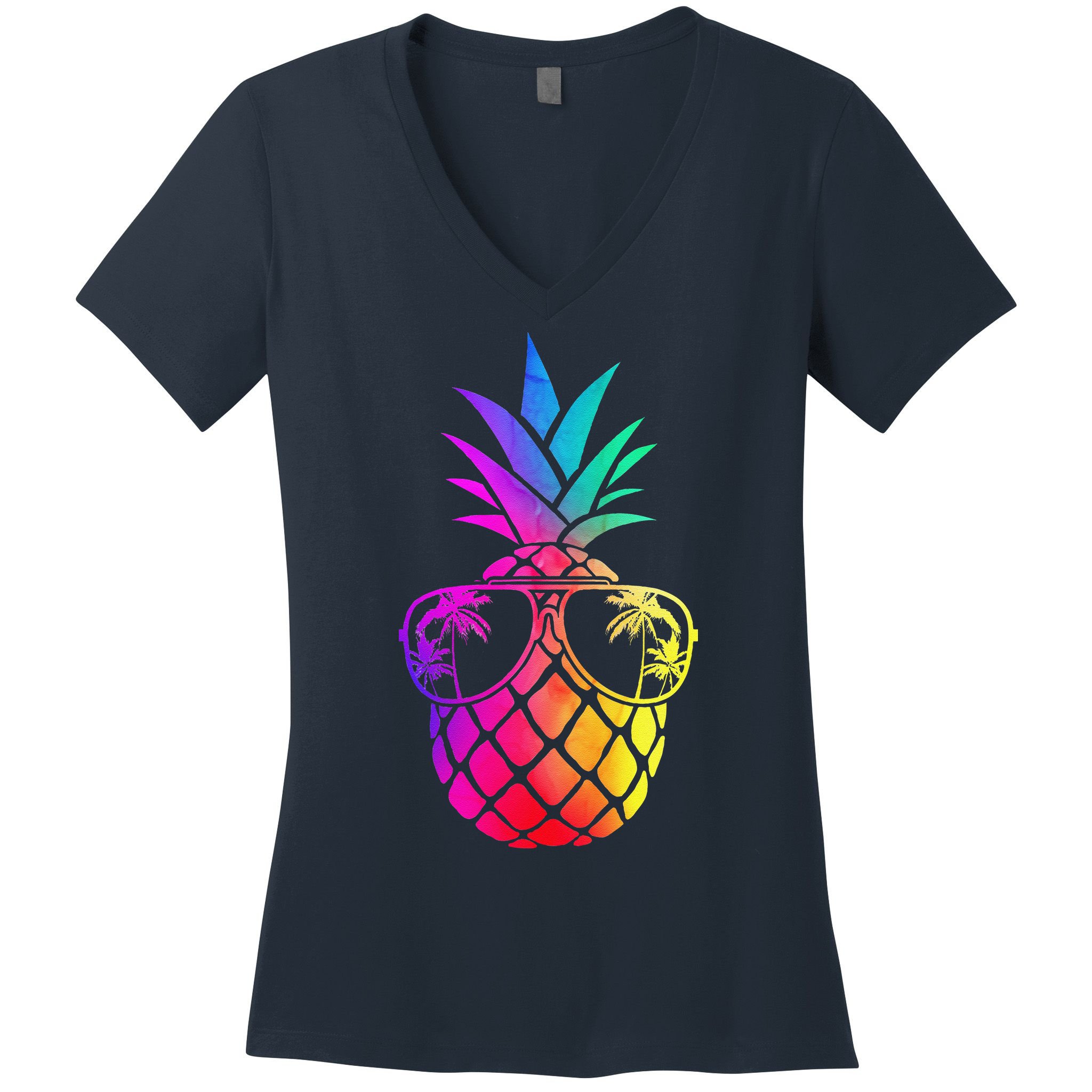 Pineapple Funny Pineapple Hawaii Summer Pineapple Women's V-Neck T-Shirt
