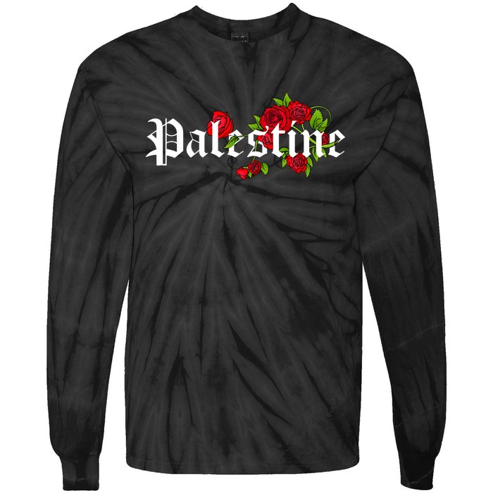 Palestine Free Palestine Free Gaza Palestine Flag Arabic Tie-Dye Long Sleeve Shirt