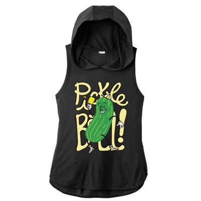 Pickleball Funny Pickle Sport Ladies PosiCharge Tri-Blend Wicking Draft Hoodie Tank