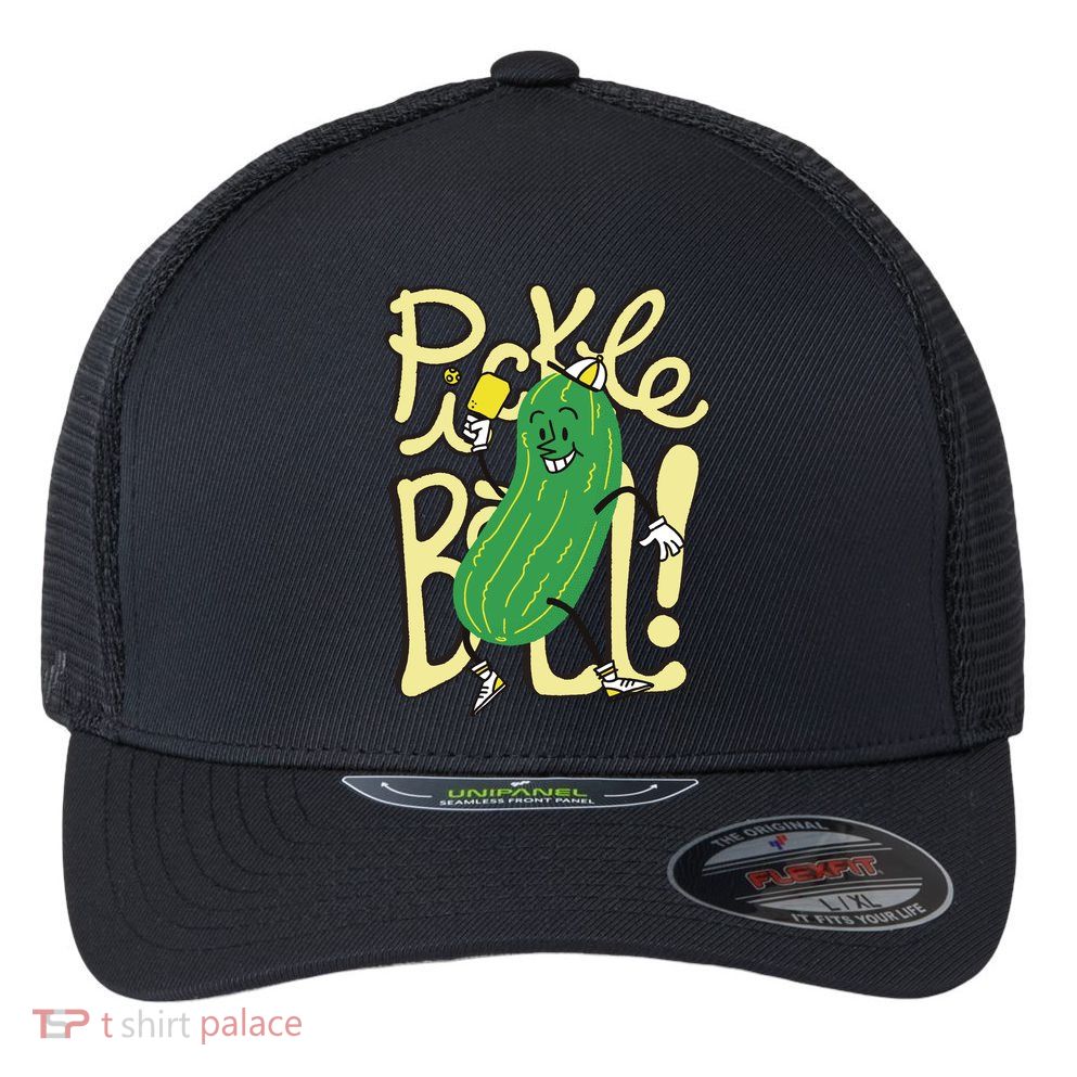 Pickleball Funny Pickle Sport Flexfit Unipanel Trucker Cap