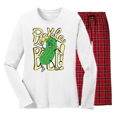 Pickleball Funny Pickle Sport Women's Long Sleeve Flannel Pajama Set 