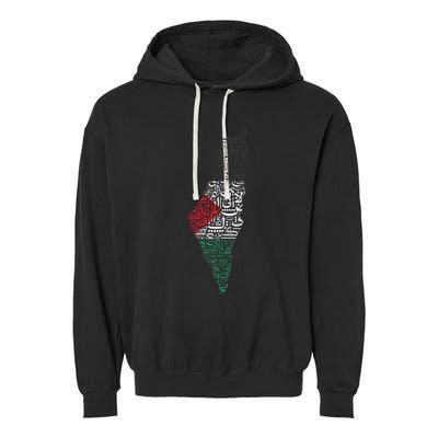 Palestine Free Palestine in Arabic Free Gaza Palestine Flag Garment-Dyed Fleece Hoodie