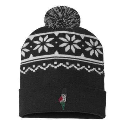 Palestine Free Palestine in Arabic Free Gaza Palestine Flag USA-Made Snowflake Beanie