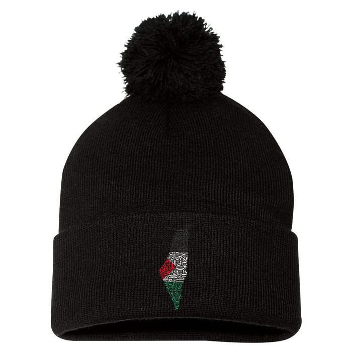 Palestine Free Palestine in Arabic Free Gaza Palestine Flag Pom Pom 12in Knit Beanie