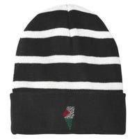 Palestine Free Palestine in Arabic Free Gaza Palestine Flag Striped Beanie with Solid Band