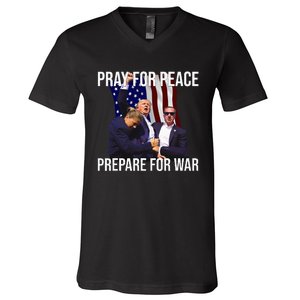 Pray For Peace Prepare For War Protrump V-Neck T-Shirt