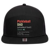 Pickleball Funny Pickleball Dad Definition Father's Day 7 Panel Mesh Trucker Snapback Hat