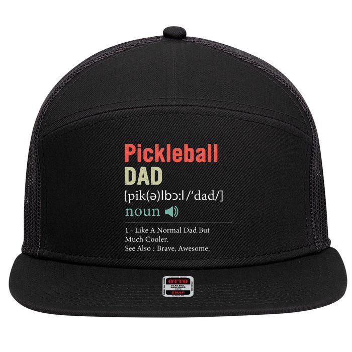 Pickleball Funny Pickleball Dad Definition Father's Day 7 Panel Mesh Trucker Snapback Hat