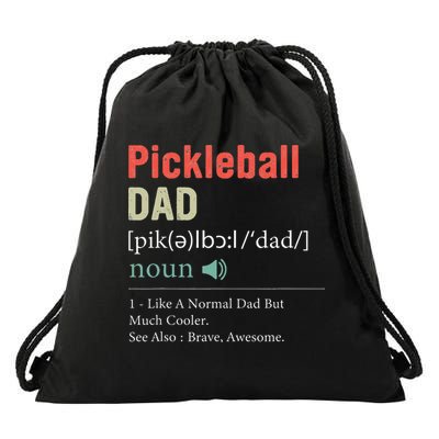 Pickleball Funny Pickleball Dad Definition Father's Day Drawstring Bag
