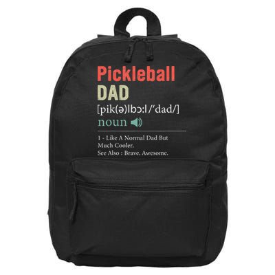 Pickleball Funny Pickleball Dad Definition Father's Day 16 in Basic Backpack