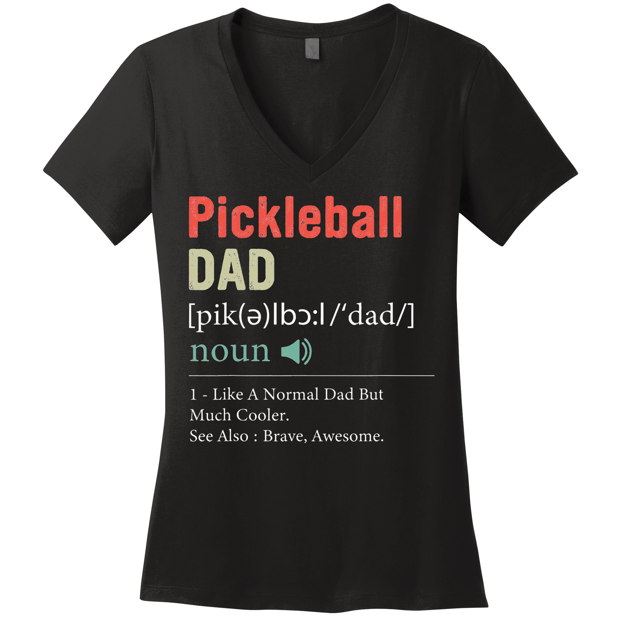 Pickleball Funny Pickleball Dad Definition Father's Day Women's V-Neck T-Shirt