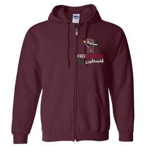 Palestine Free Palestine In Arabic Free Gaza Palestine Flag Support Full Zip Hoodie