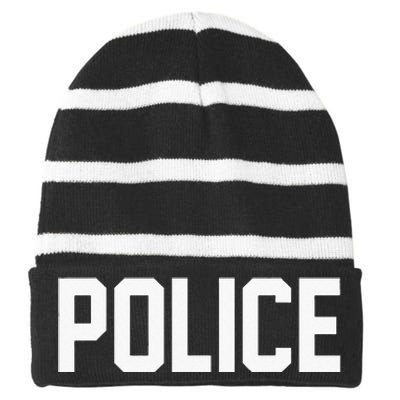 Police For Police Officer Halloween Costume Striped Beanie with Solid Band