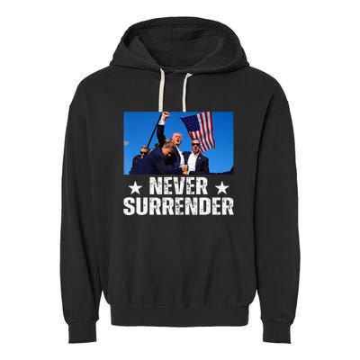 Pray For President Trump Never Surrender God Bless Trump Garment-Dyed Fleece Hoodie