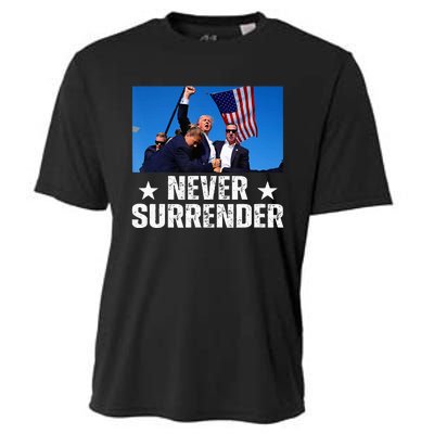 Pray For President Trump Never Surrender God Bless Trump Cooling Performance Crew T-Shirt