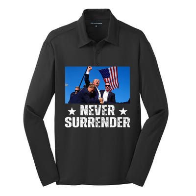 Pray For President Trump Never Surrender God Bless Trump Silk Touch Performance Long Sleeve Polo