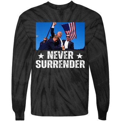 Pray For President Trump Never Surrender God Bless Trump Tie-Dye Long Sleeve Shirt